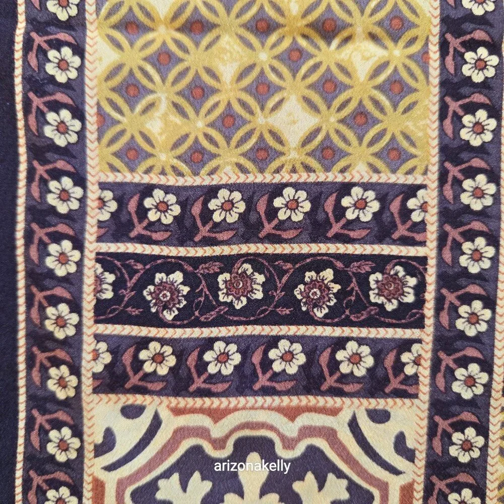 Unused Oscar de la Renta Silk Oblong Scarf Yellow Brown Flowers - Picture 8 of 15